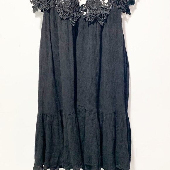 Lulu’s Lace Shoulder Black Mini Dress Size Small Little Black Dress - Picture 13 of 16